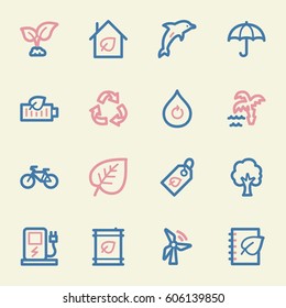 Green ecology web icons set