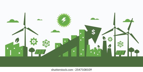 Green economy concept. Eco city with grow business sustainable