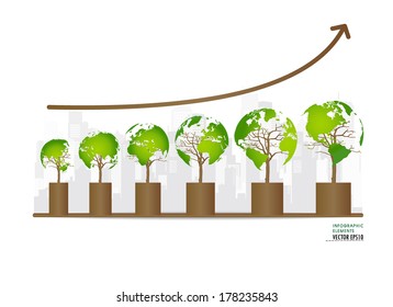 Green Economy Concept Graph Growing Sustainable Stock Vector (Royalty ...