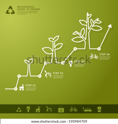 Green economy concept - Leafs and tree infogaphics 