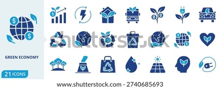 green economy flat icon pack collection of economy, green, ecology, nature, energy, environment, sustainable, business, eco, concept icon