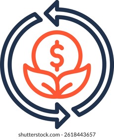 Green Economy Icon Color Line Vector Illustration