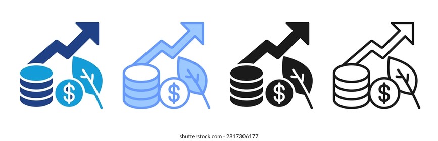 Green Economy icon set multiple style collection