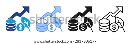 Green Economy icon set multiple style collection