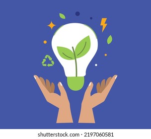 Green economy illustration concept. Green nature energy and electric power industry