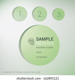 Green edit of abstract 3d simple layout menu set adjustable simple layout vector composition minimal circles with 3d border with round shaped frames for print & web & infographics & brochure design