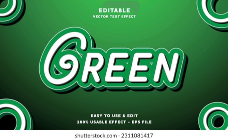 green editable text effect with modern and simple style, usable for logo or campaign title