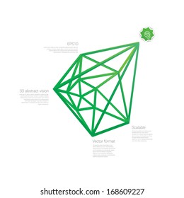 Green edition of a 3d abstract minimal edgy pointy lattice network composition, scalable eps10 vector background for infographics, for webdesign, print or for universal use 