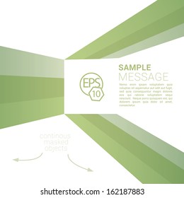 Green edition of retro lines abstract geometric layout or wallpaper or brochure and infographics composition with simple minimal perspectivic color concept shapes are running into the corners