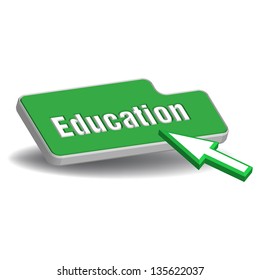 Green education button isolated on a white background