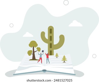 Green education and sustainable biology book learning.flat illustration.
