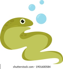 Green eel, illustration, vector on a white background.