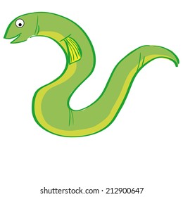 a green eel on a white background