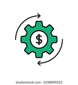 green efficient use of funds icon like investment. concept of cost or revenue optimization and reduction. outline trend modern fin tech or capital logotype graphic design isolated on white background