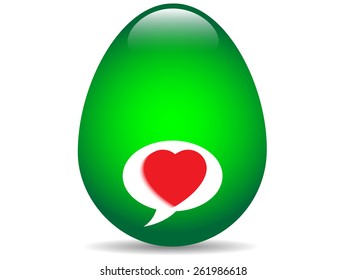 Green egg with a heart icon.Vector