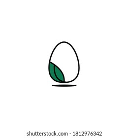 green egg logo icon with leaves growing on the egg, - Vector