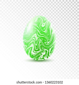 Green egg with marble texture isolated on transparent background. Easter object template. 