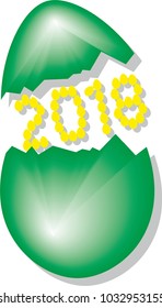 Green Egg with number 2018