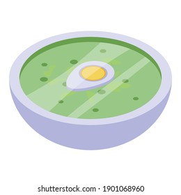 Green egg soup icon. Isometric of green egg soup vector icon for web design isolated on white background