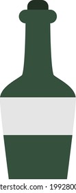 Green Eggnog Bottle, Illustration, On A White Background.