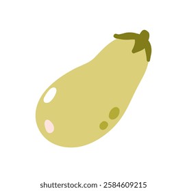Green eggplant. Aubergine, fresh healthy vitamin vegetable icon. Raw organic natural food, nutrition, ingredient for cooking. Colored flat graphic vector illustration isolated on white background