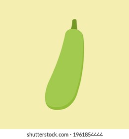 green eggplant flat design vector illustration. Vegetable organic eco bio farm product. Fresh raw eggplant hand drawn image. Element for culinary design.