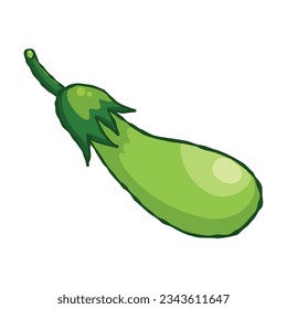 green eggplant icon cartoon drawing symbol. Isolated vector vegetable clipart illustration.