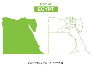 Green Egypt map outline and flat vector illustration