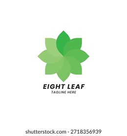 Icono verde de ocho hojas. Estilo plano simple. ecología de ocho hojas, eco verde, naturaleza, orgánico, primavera, floral, planta, concepto de medio ambiente. Ilustración vectorial aislada sobre fondo blanco. EPS 10.