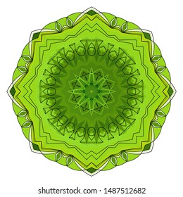 Green eight-pointed mandala. There is an option in the vector.