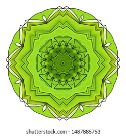 Green eight-pointed mandala. vector.