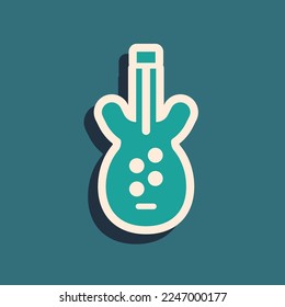 Green Electric bass guitar icon isolated on green background. Long shadow style. Vector