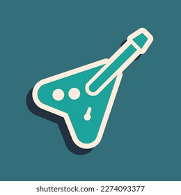 Green Electric bass guitar icon isolated on green background. Long shadow style. Vector