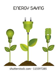 green electric bulb with plug, energy saving. vector illustration