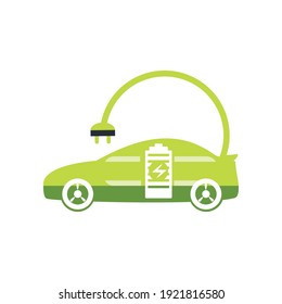 cable de carga de coche eléctrico verde e ilustración del vector de enchufe