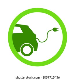 Green electric car charging point icon vector. Renewable eco technologies