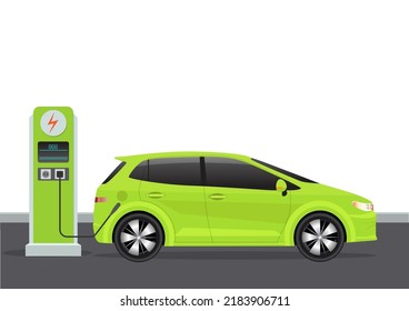 Green Electric Car Charging Station Stock Vector (Royalty Free ...