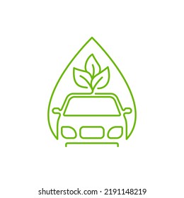 Green electric car icon design isolated on white background. Vector illustration