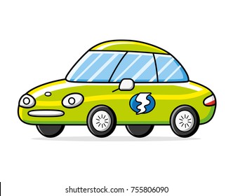 Green electric car isolated