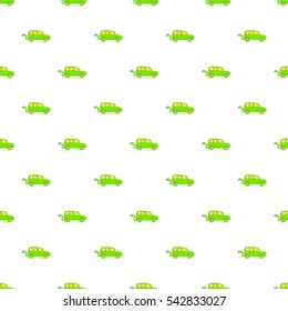Green electric car pattern. Cartoon illustration of green electric car vector pattern for web