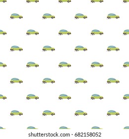 Green electric car pattern seamless repeat in cartoon style vector illustration
