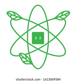 green electric concept leaf nuclear logo vector illustration