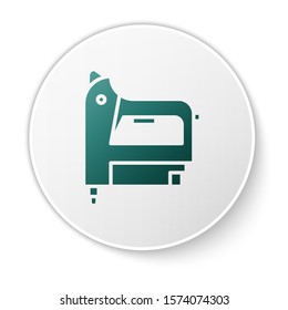 Green Electric construction stapler icon isolated on white background. Working tool. White circle button. Vector Illustration