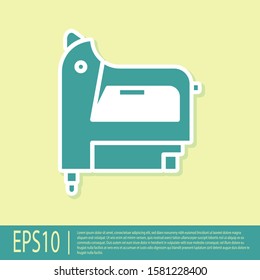 Green Electric construction stapler icon isolated on yellow background. Working tool.  Vector Illustration