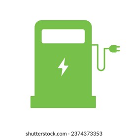 Green electric fuel pump icon. Vector illustration isolated on white background
