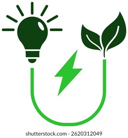 Green electric icon vector for renewable energy, sustainable electricity, and eco power. Ideal for green energy production, environment, and modern energy systems.