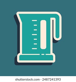 Green Electric kettle icon isolated on green background. Teapot icon. Long shadow style. Vector