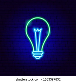 Green Electric Lamp Neon Sign. Vector Illustration of Power Promotion.