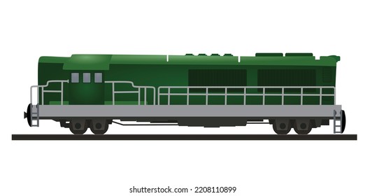 Green Electric Locomotive. Vector Illustration