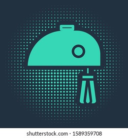 Green Electric mixer icon isolated on blue background. Kitchen blender. Abstract circle random dots. Vector Illustration